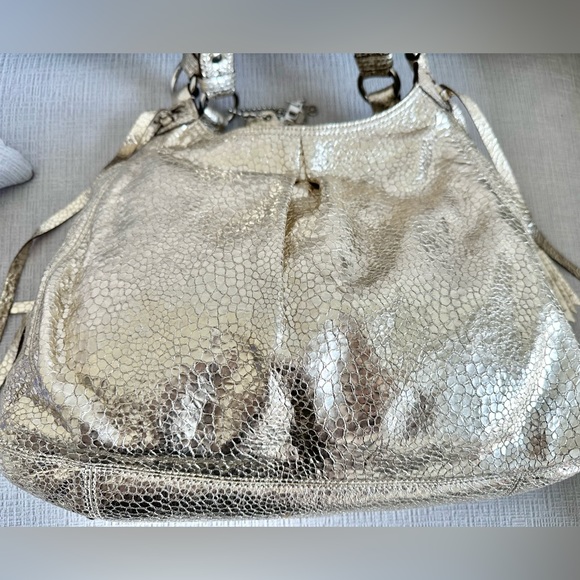 Coach Metallic Crocodile Textured Satchel - Picture 5 of 11